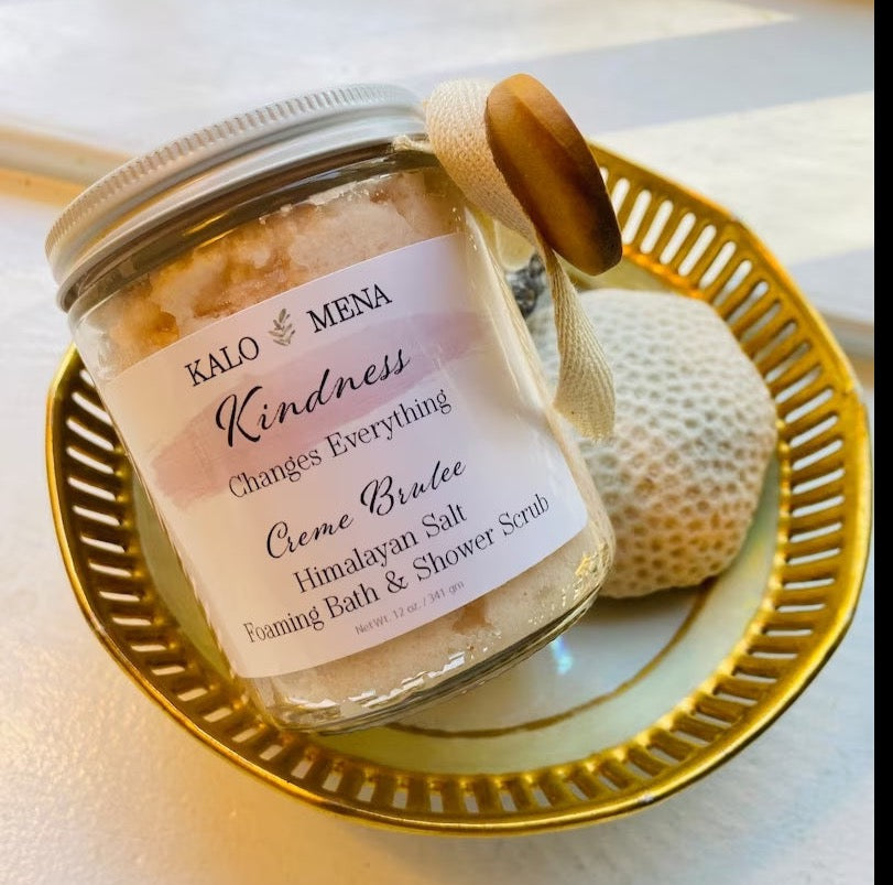 Creme Brûlée Himalayan pink salt bath and shower scrub